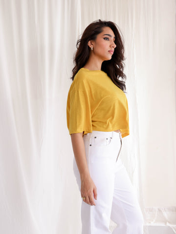 Over Sized Short Sleeve Crop Top