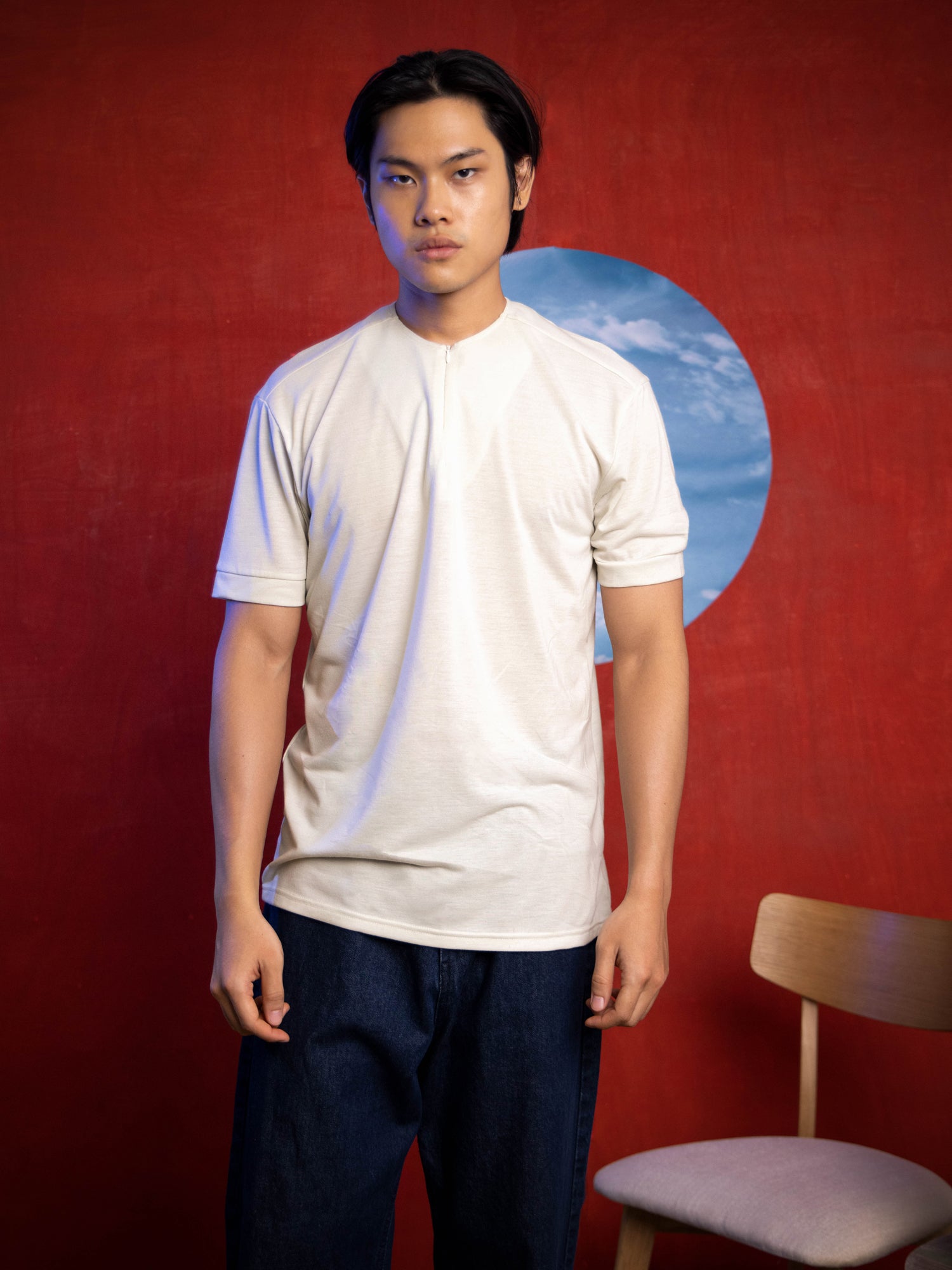 Invisible zipper detailed cotton shirt