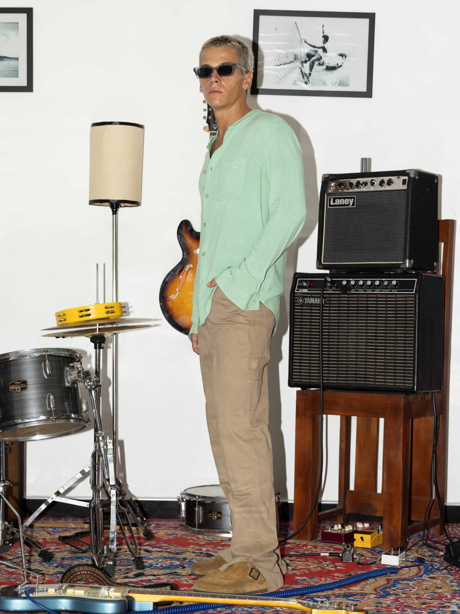 Long sleeved chinese collar shirt