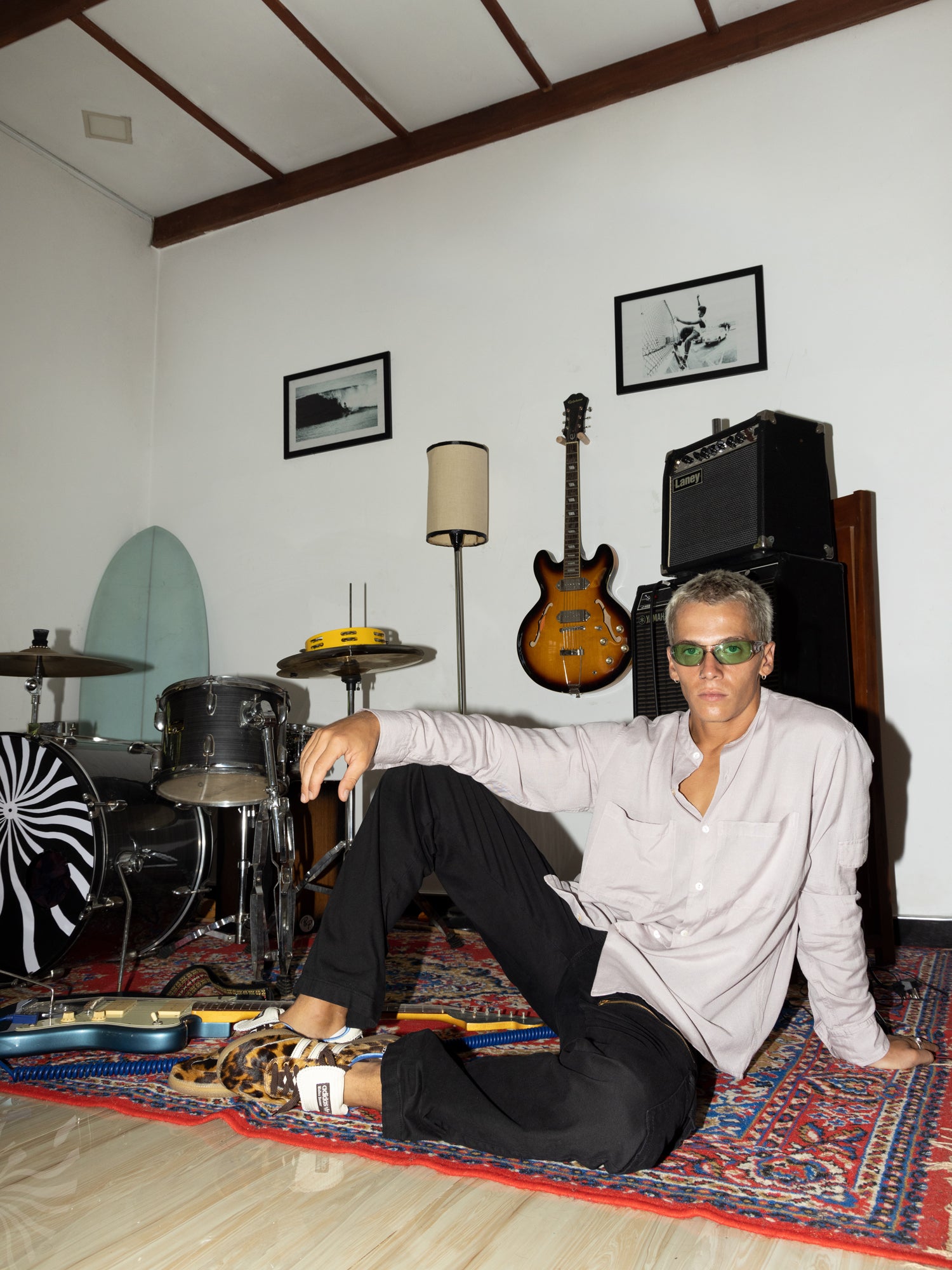 Oversized double pocket detail cotton shirt