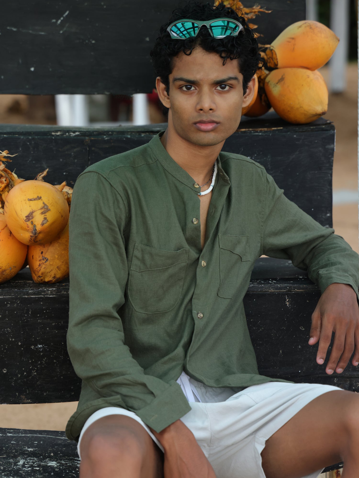 Patchwork detailed double pocket shirt