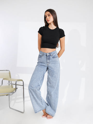 Acid Washed Wide Leg Jeans