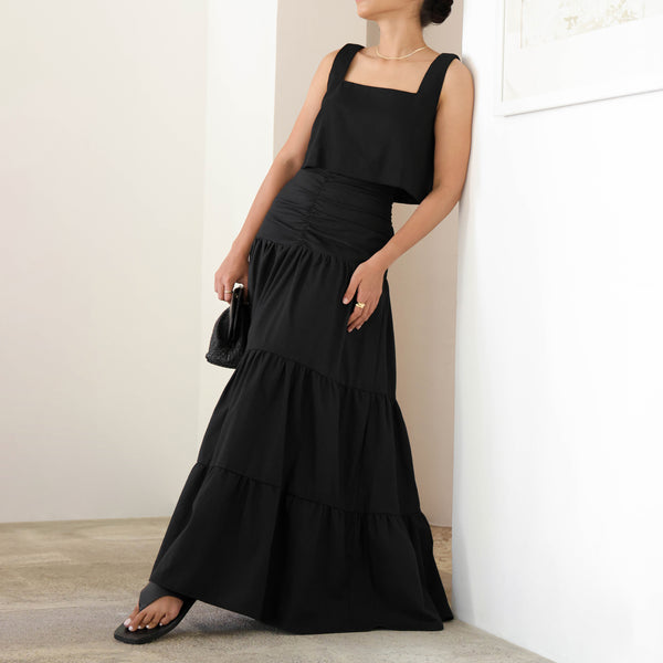 Ruch Detailed Tiered Linen Maxi Skirt