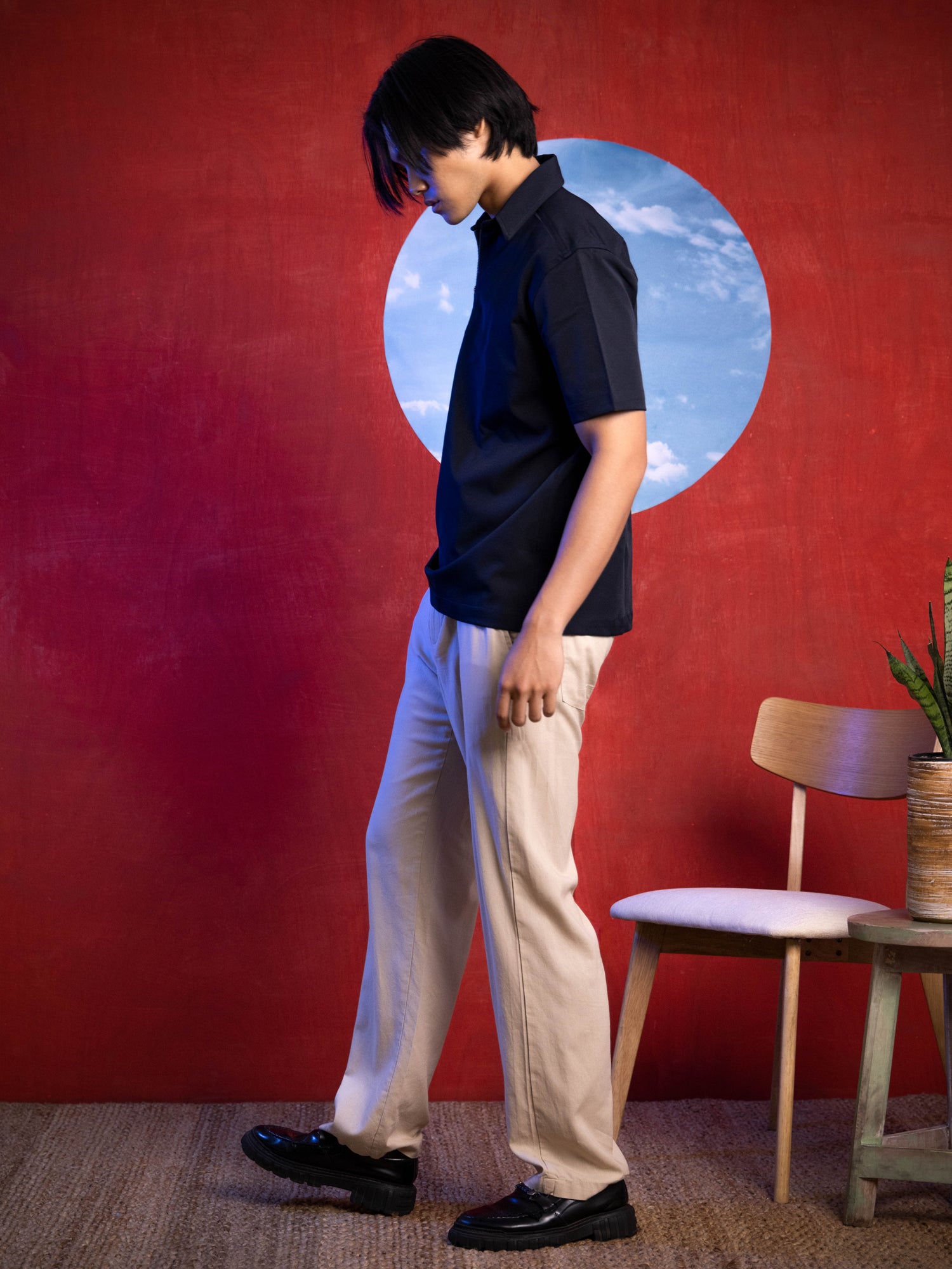 Half placket metal zipper detailed shirt