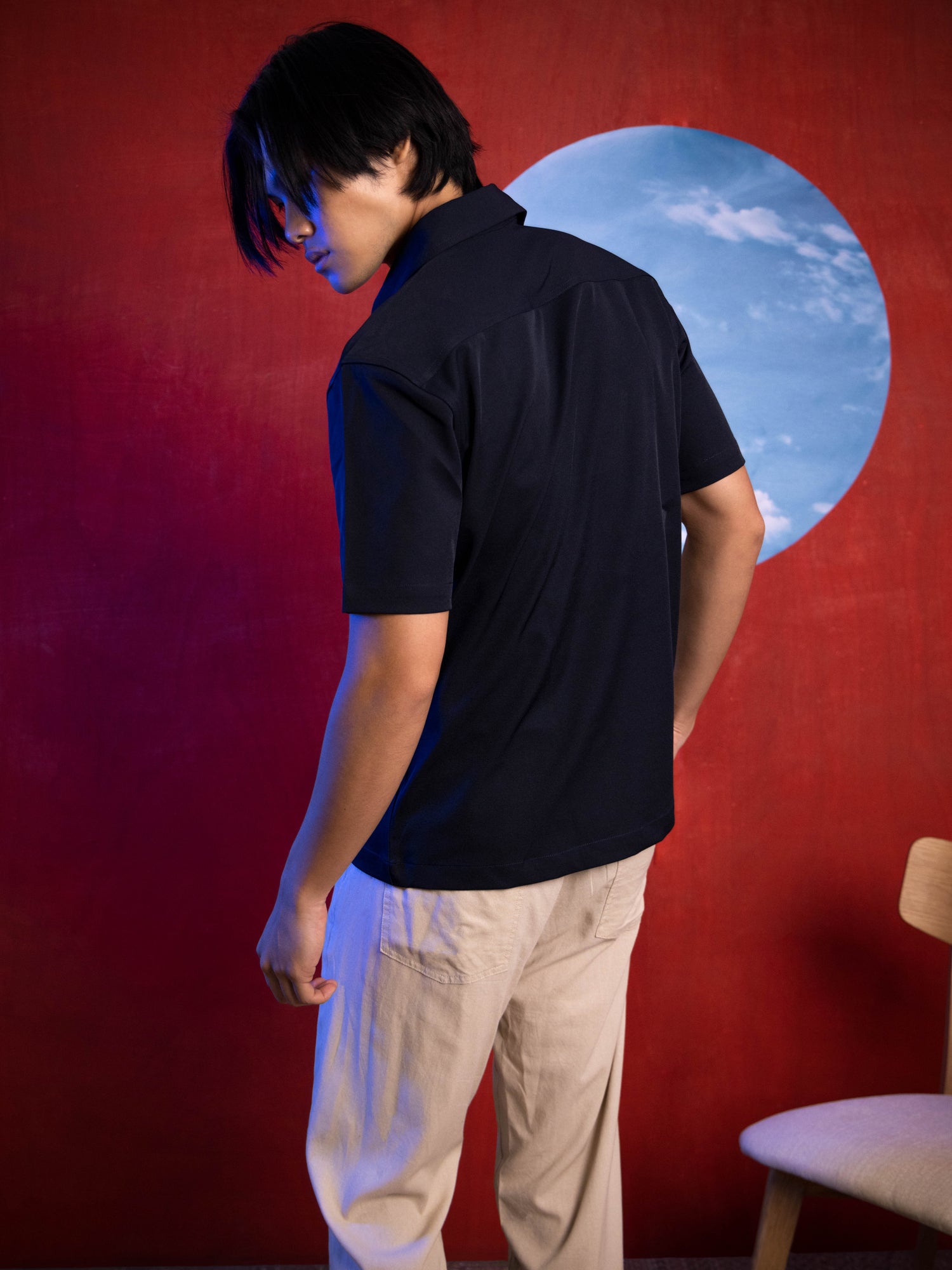 Half placket metal zipper detailed shirt