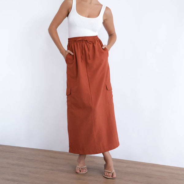 Draw String Maxi Cargo Skirt