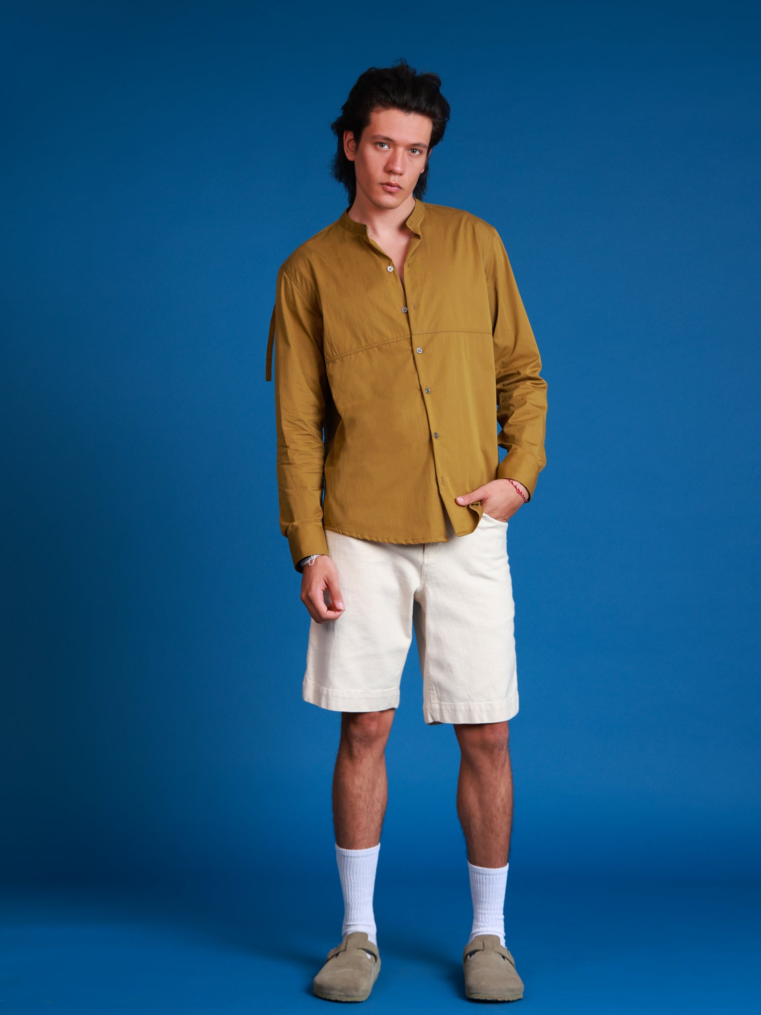 Strap detailed long sleeve oversize shirt