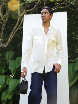 Double chest pocket polyester shirt