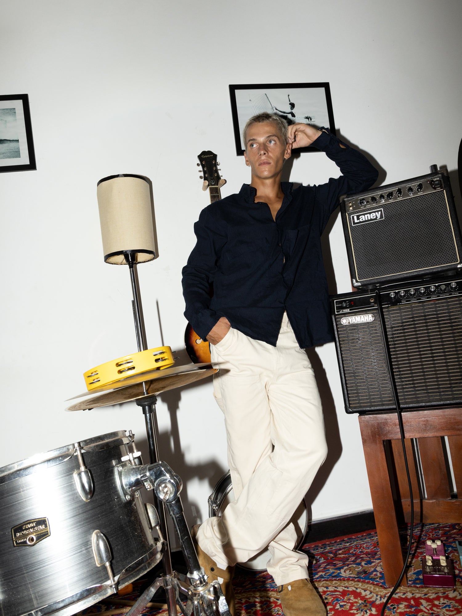 Double pocket oversized linen shirt