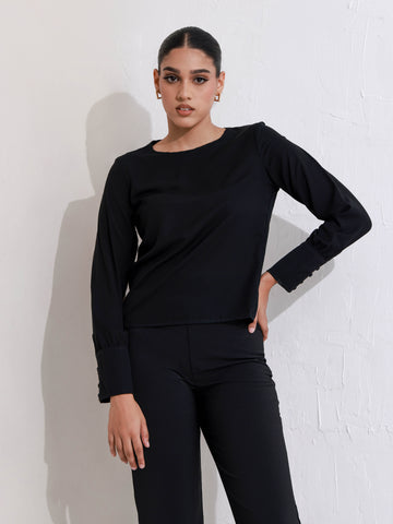 Boat Neck Long Sleeve Top