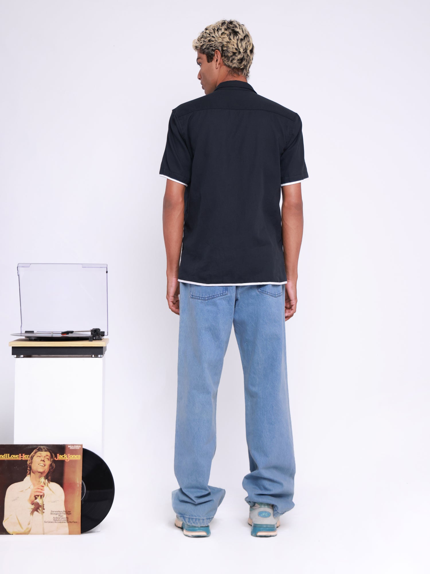 Contrast binding camp collar shirt