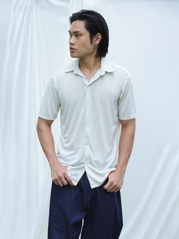 Regular collar detailed cotton shirt