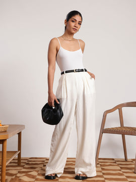 Pleat Detail Wide Leg Pant