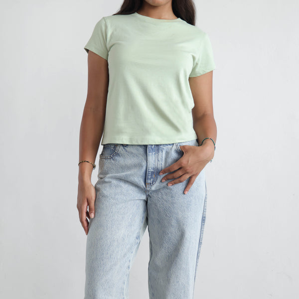 Cap Sleeved Crop T Shirt