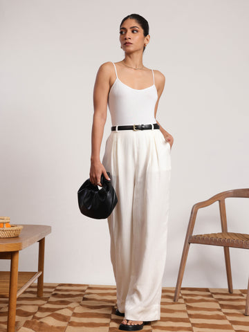 Pleat Detail Wide Leg Pant