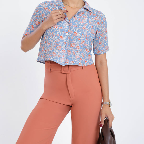 Button Down Short Sleeve Top