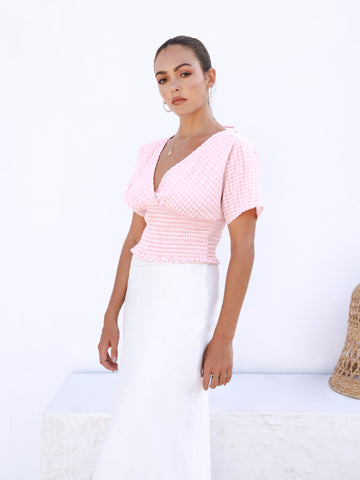 V-Neck Smocked Top