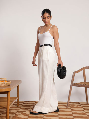 Pleat Detail Wide Leg Pant