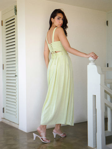 Box Pleated Belt Detail Maxi Skirt