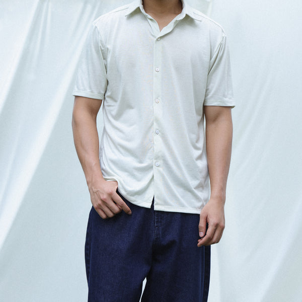 Regular collar detailed cotton shirt