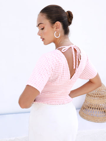 V-Neck Smocked Top