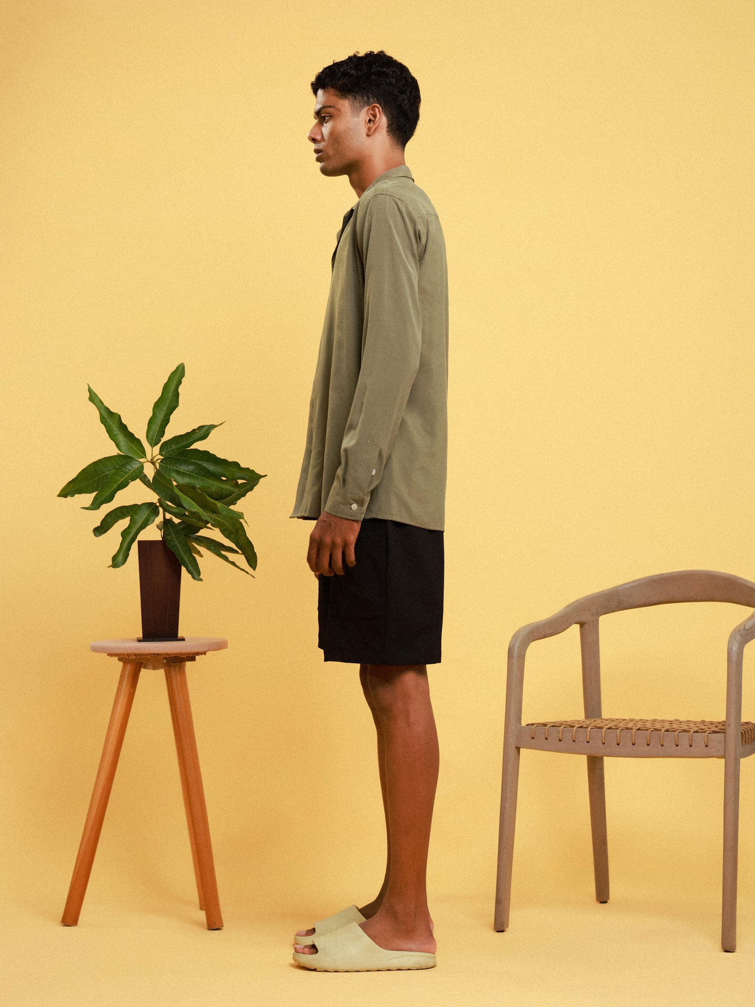 Hidden placket detailed rayon shirt