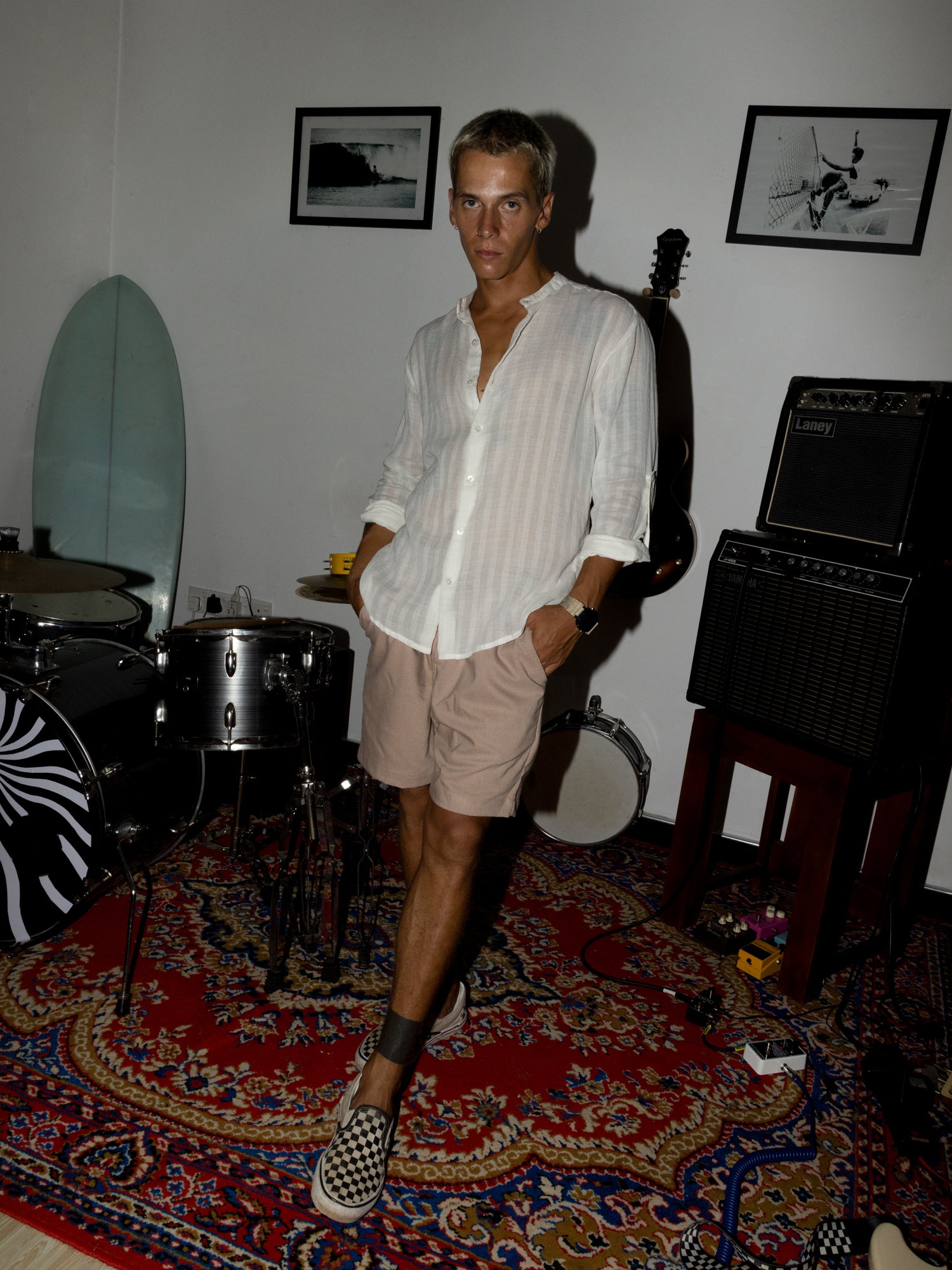 Regular fit Long sleeve chinese collar shirt