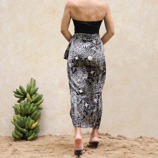 Printed Satin Wrap Skirt