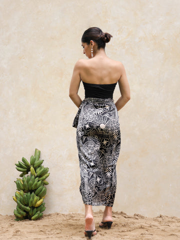 Printed Satin Wrap Skirt