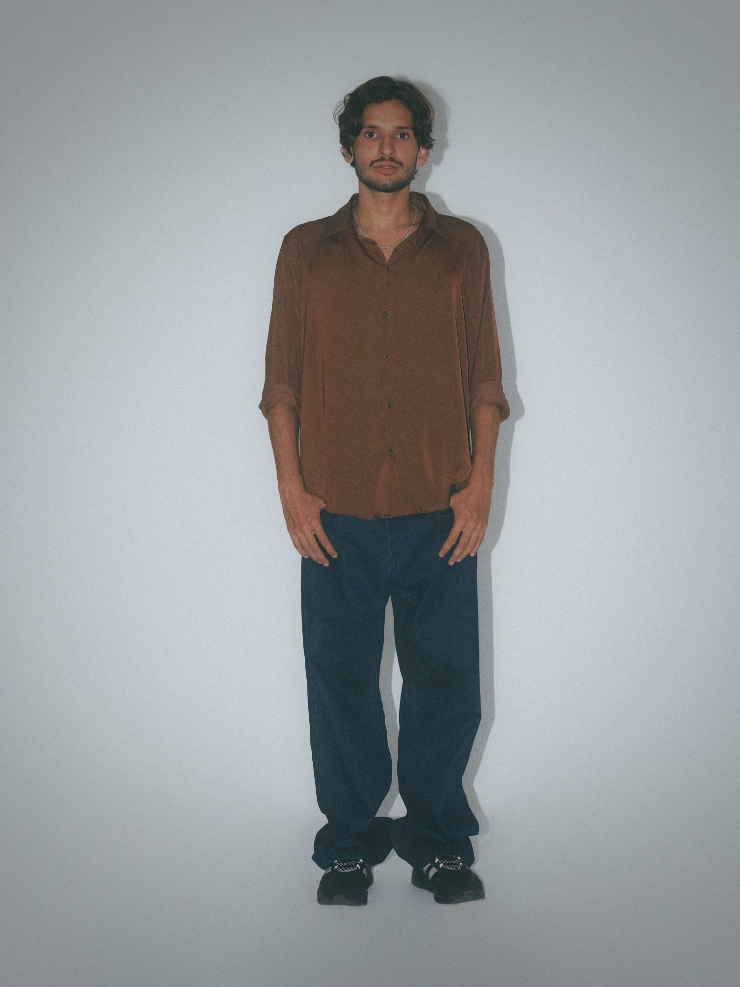 Regular collar detailed polyester shirt