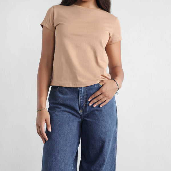 Cap Sleeved Crop T Shirt