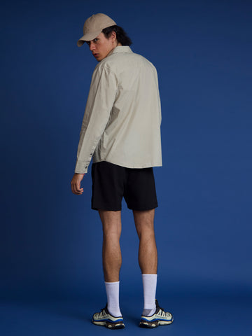 Cut and sew detailed oversize shirt