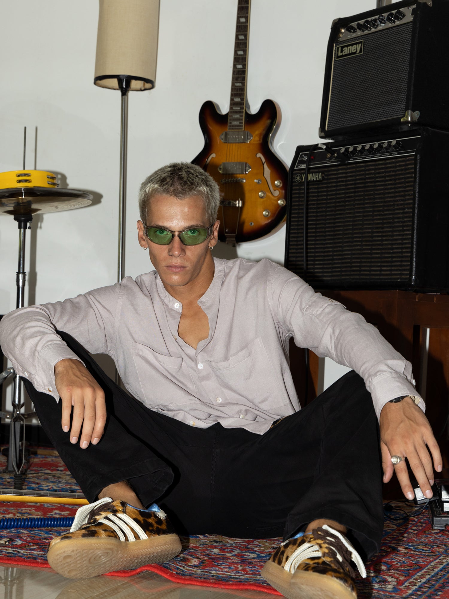 Oversized double pocket detail cotton shirt