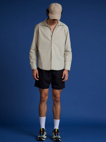 Cut and sew detailed oversize shirt