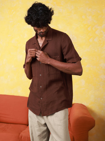 Double chest pocket detailed oversize shirt