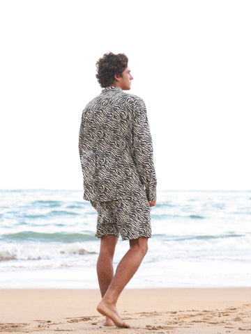 Printed viscose oversize shirt