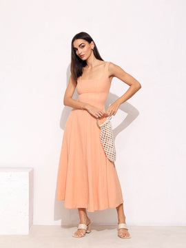 Seam Detail Back Tieup Midi Dress