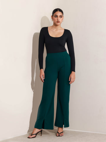 High Waist Boot Leg Trouser