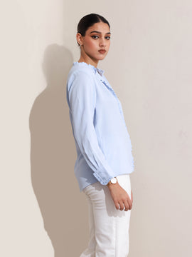 Frill Detailed Long Sleeve Top