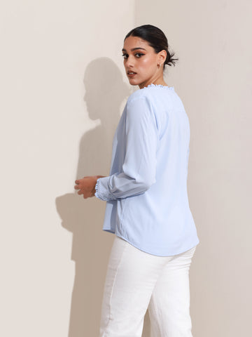 Frill Detailed Long Sleeve Top