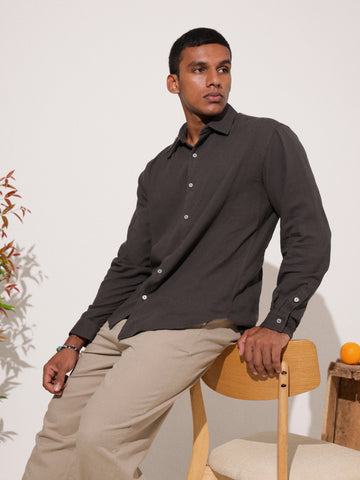 Slim fit detailed cotton shirt