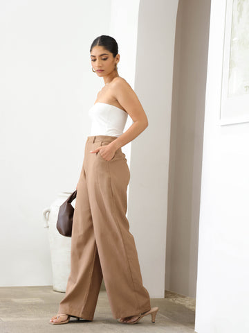 Wide Leg Loose Fit Twill Pant