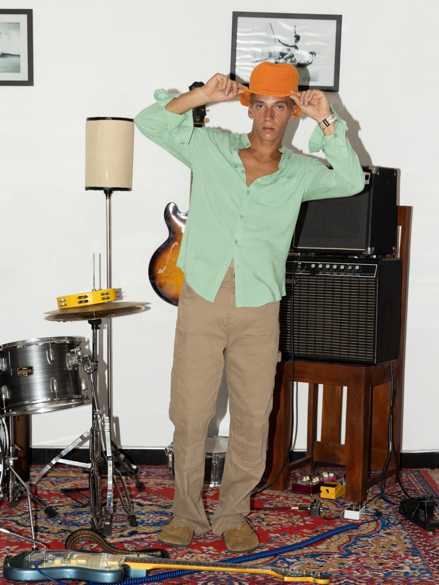 Long sleeved chinese collar shirt