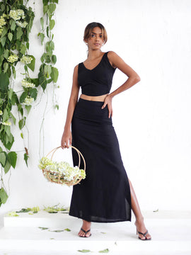 Basic High Waist Midi Skirt