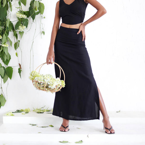 Basic High Waist Midi Skirt