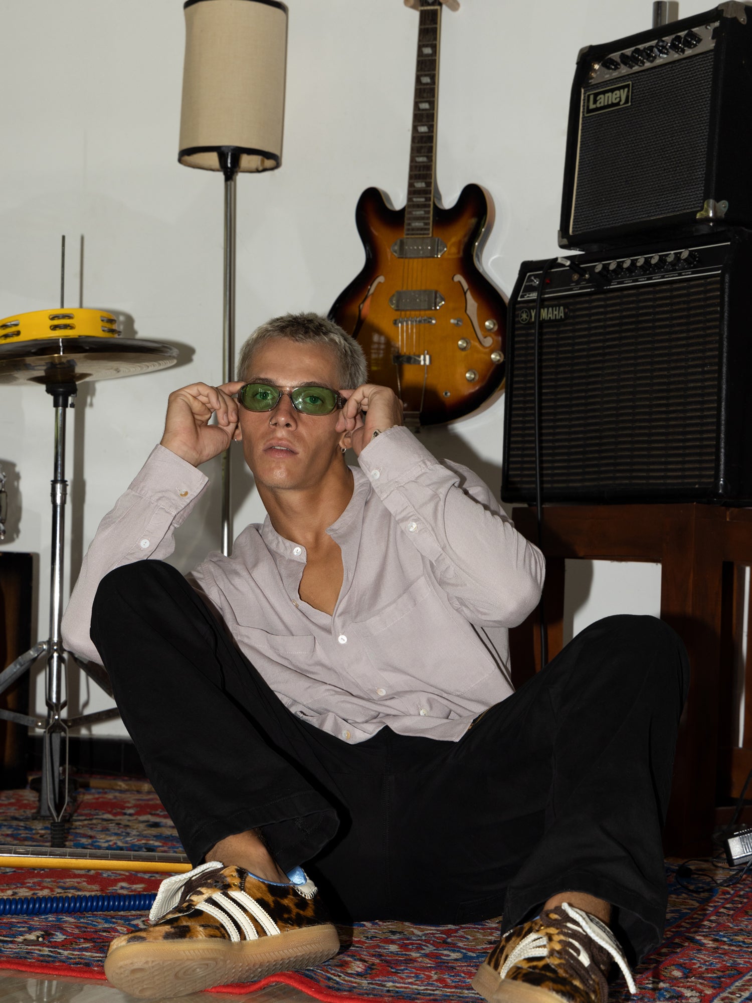 Oversized double pocket detail cotton shirt