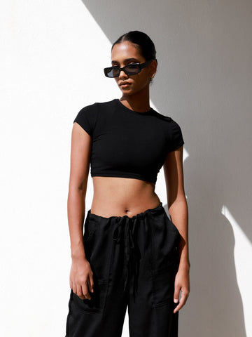 High Neck Fitted Crop Top