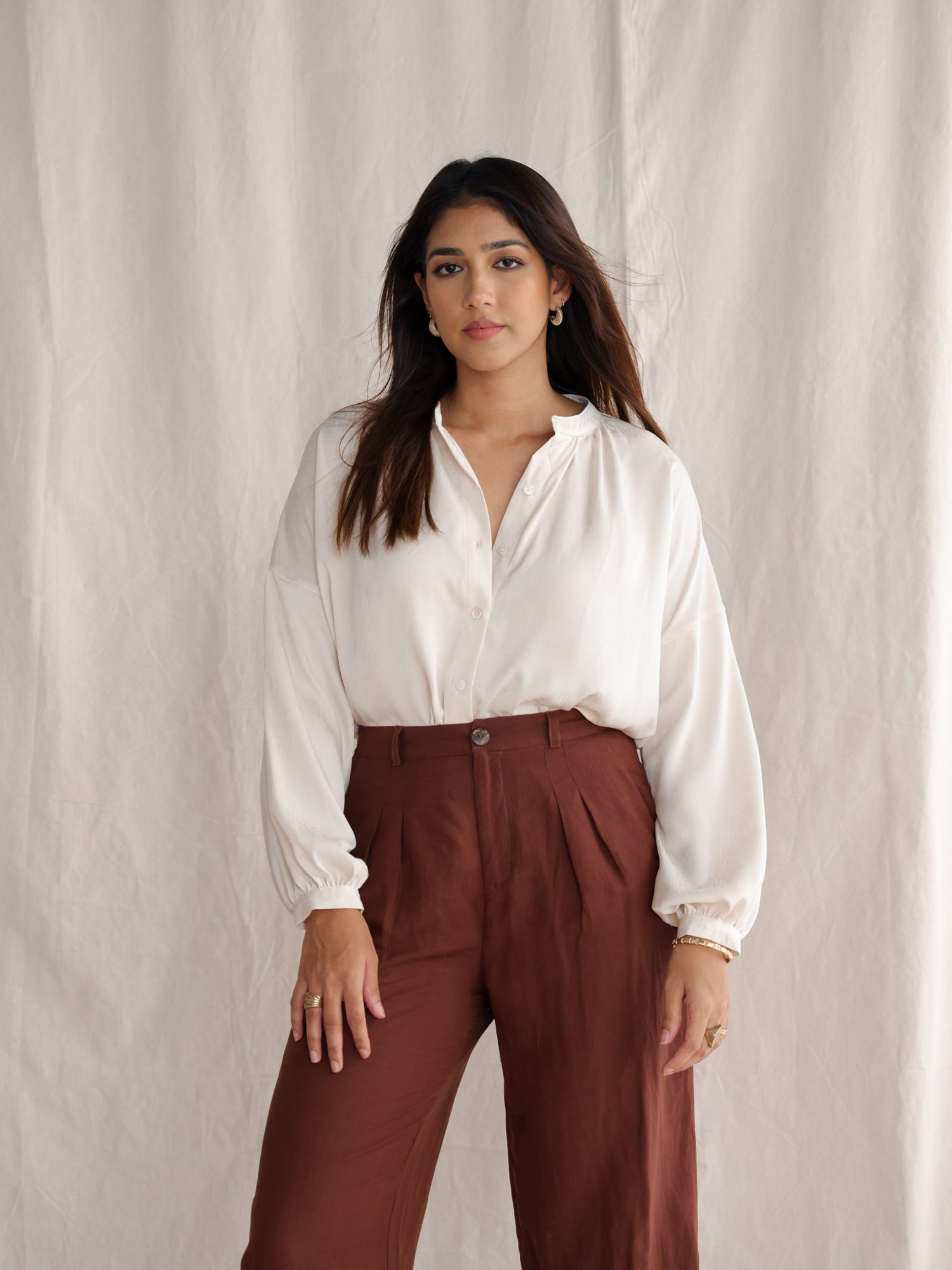 Button Down Drop Shoulder Top