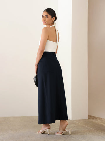 Seam Detailed High Waist Maxi Skirt