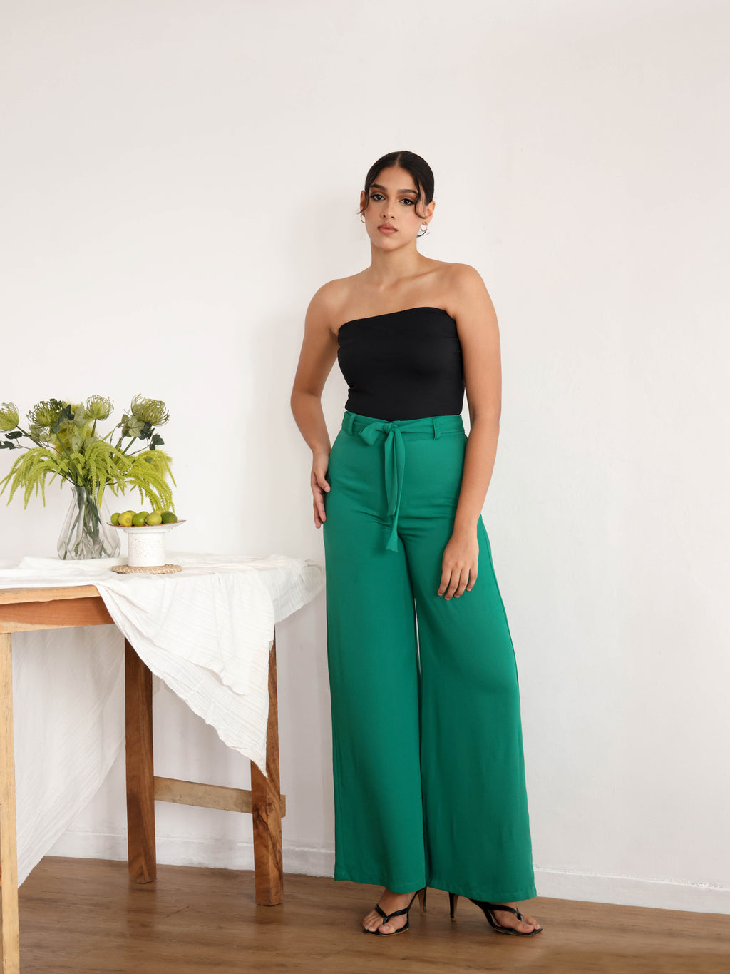 Loose Suit Pants for Women Pants High Waist Tie Up Summer Pants Pants with  Pockets Lounge Palazzo Pants Trousers (Green) at Amazon Women's Clothing  store